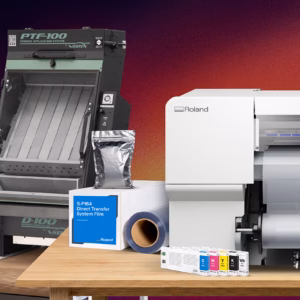 Roland DG BY-20 bundle with ink, media, powder, shaker, and the DTF printer