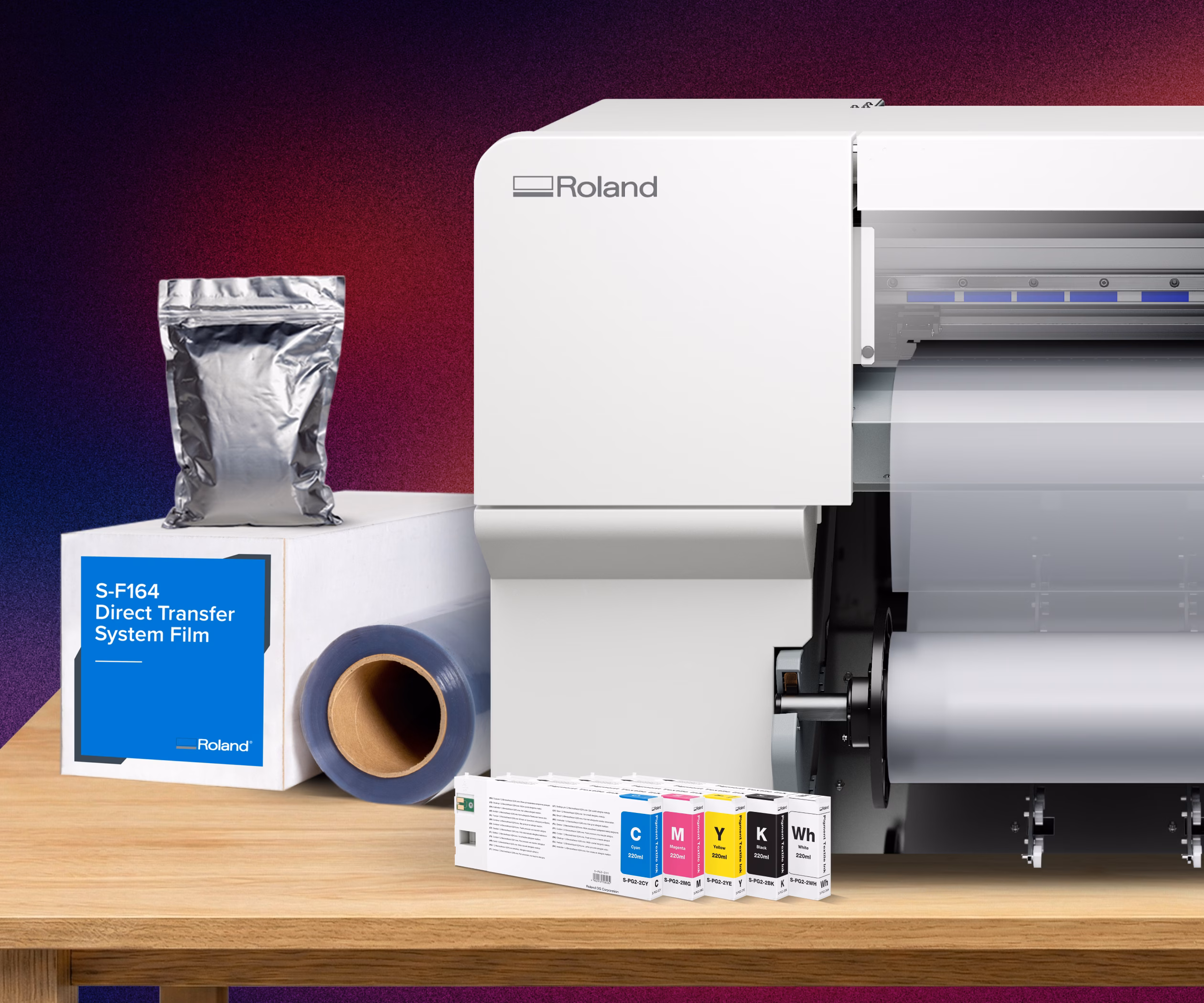 Roland DG BY-20 bundle with ink, media, powder, and the DTF printer